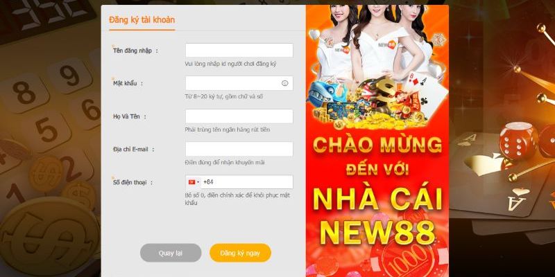 Hướng dẫn cách đăng ký New88 chi tiết dành cho tân thủ